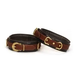 Liebe Seele Leather Tigh Cuffs, Brown And Gold