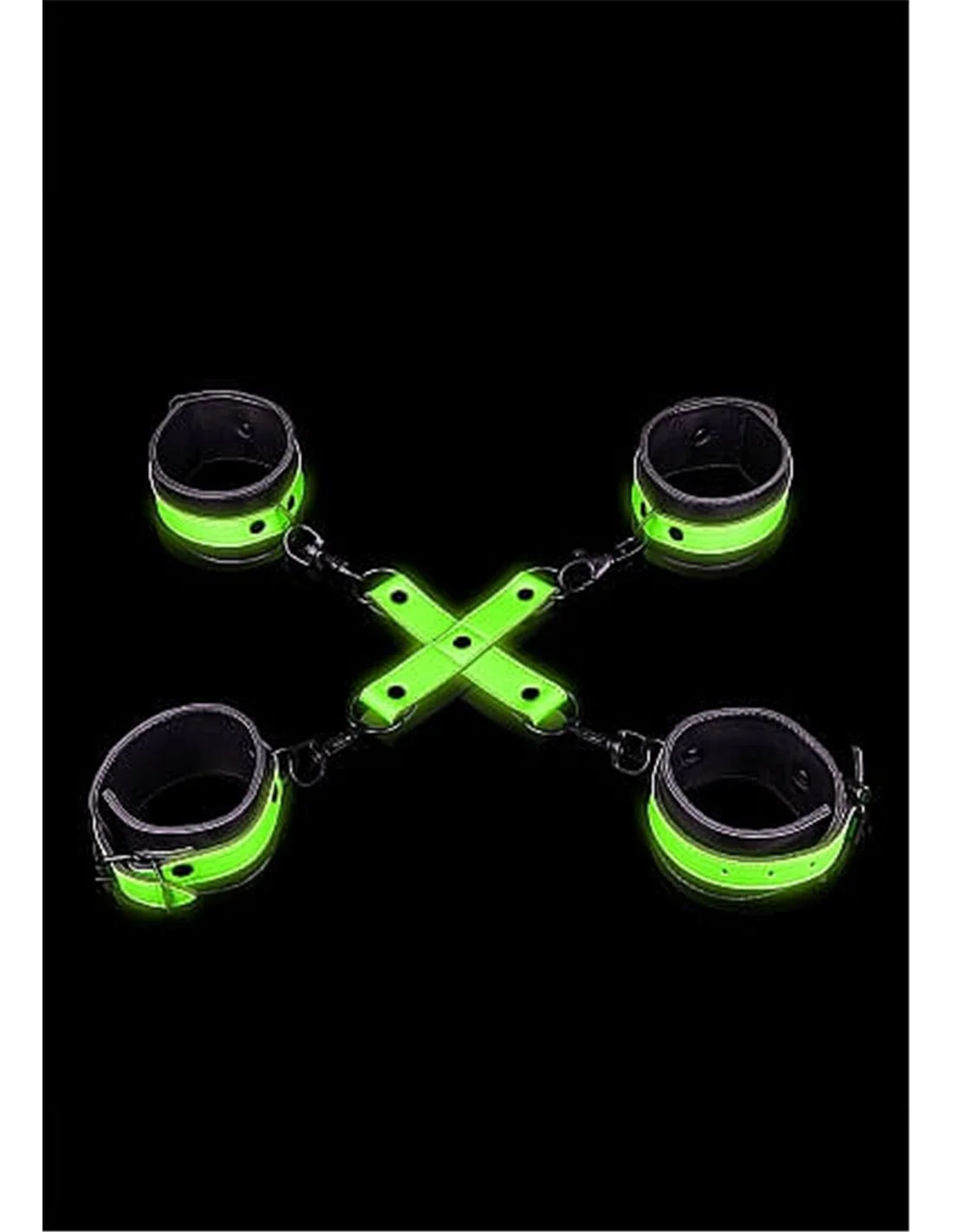 Ouch! Ouch Hand & Ankle Cuffs With Hogtie GitD Neon - Afbeelding 2