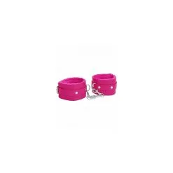 Ouch! Ouch Plush Leather Hand Cuffs Pink