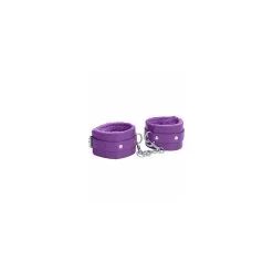 Ouch! Ouch Plush Leather Hand Cuffs Purple