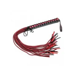 Rimba Zweep Met 12 Hand Gevlochten Strengen Rood Zwart