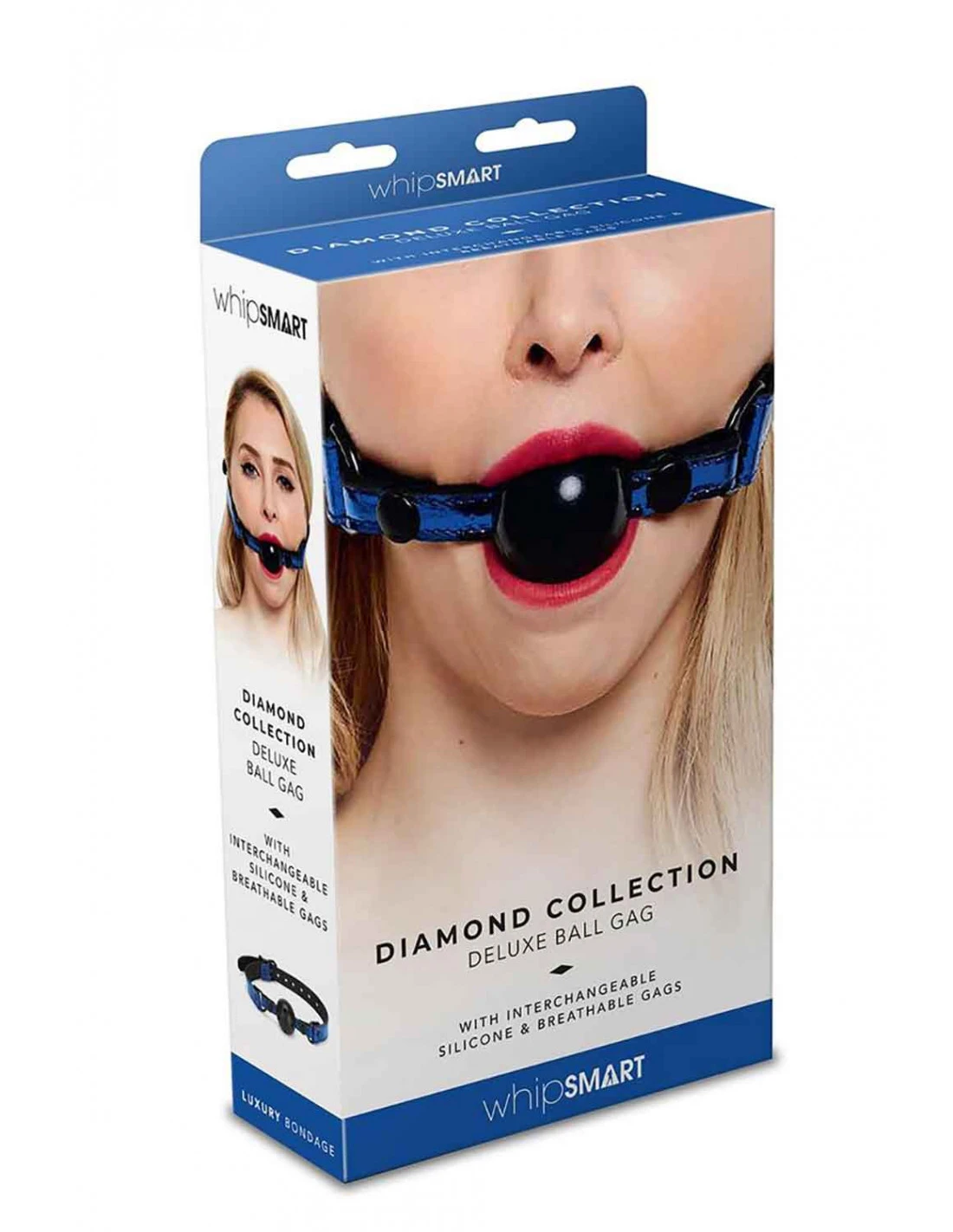 Whipsmart Diamond Ball Gag Blue - Afbeelding 3