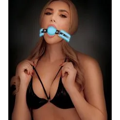 Whipsmart Glow In The Dark Silicone Ball Gag Blue